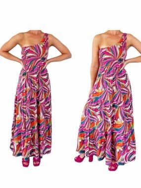 Anthropologie Abel The Label Kelissa One Shoulder Maxi Dress - Size Small